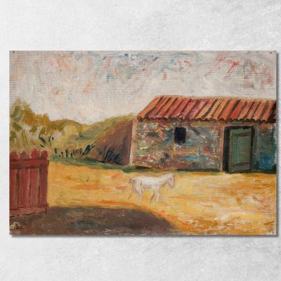 Fattoria Rurale Con Un Puledro Bianco Tadeusz Makowski tmk163 quadro stampa su tela