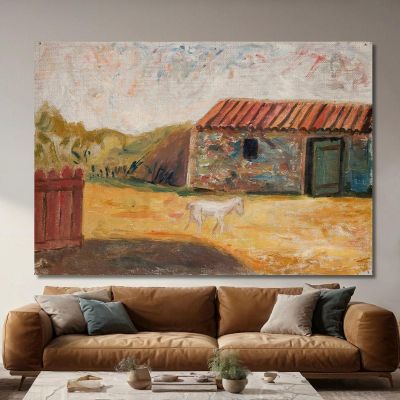 Rural Farmstead With A White Foal Tadeusz Makowski, tmk163 canvas print