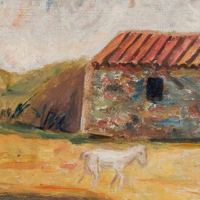 Fattoria Rurale Con Un Puledro Bianco Tadeusz Makowski tmk163 quadro stampa su tela