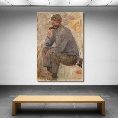 Sitzender Fischer Mit Pfeife Tadeusz Makowski, tmk173 drucken auf leinwand