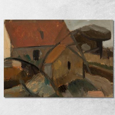 Piccola Casa Con Un Tetto Rosso Tadeusz Makowski tmk175 quadro stampa su tela