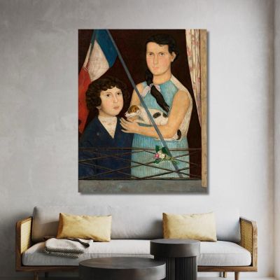 Two Children With A French Flag Tadeusz Makowski, tmk187 canvas print