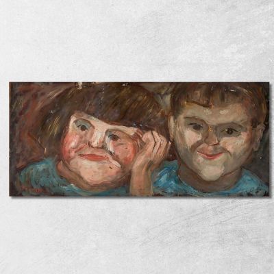 Due Bambini Tadeusz Makowski tmk188 quadro stampa su tela