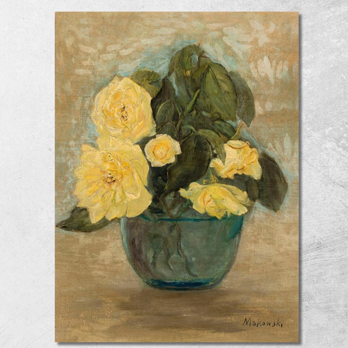 Rose Gialle Tadeusz Makowski tmk207 quadro stampa su tela Rose Gialle Tadeusz Makowski tmk207 quadro stampa su tela