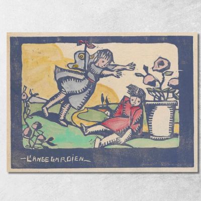 Lange Gardien' Angelo Custode Tadeusz Makowski tmk209 quadro stampa su tela