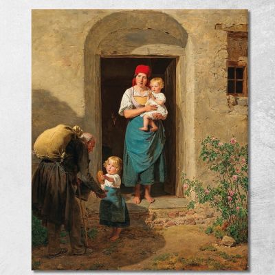Il Bambino Buono Il Mendicante Ferdinand Georg Waldmüller fgw25 quadro stampa su tela
