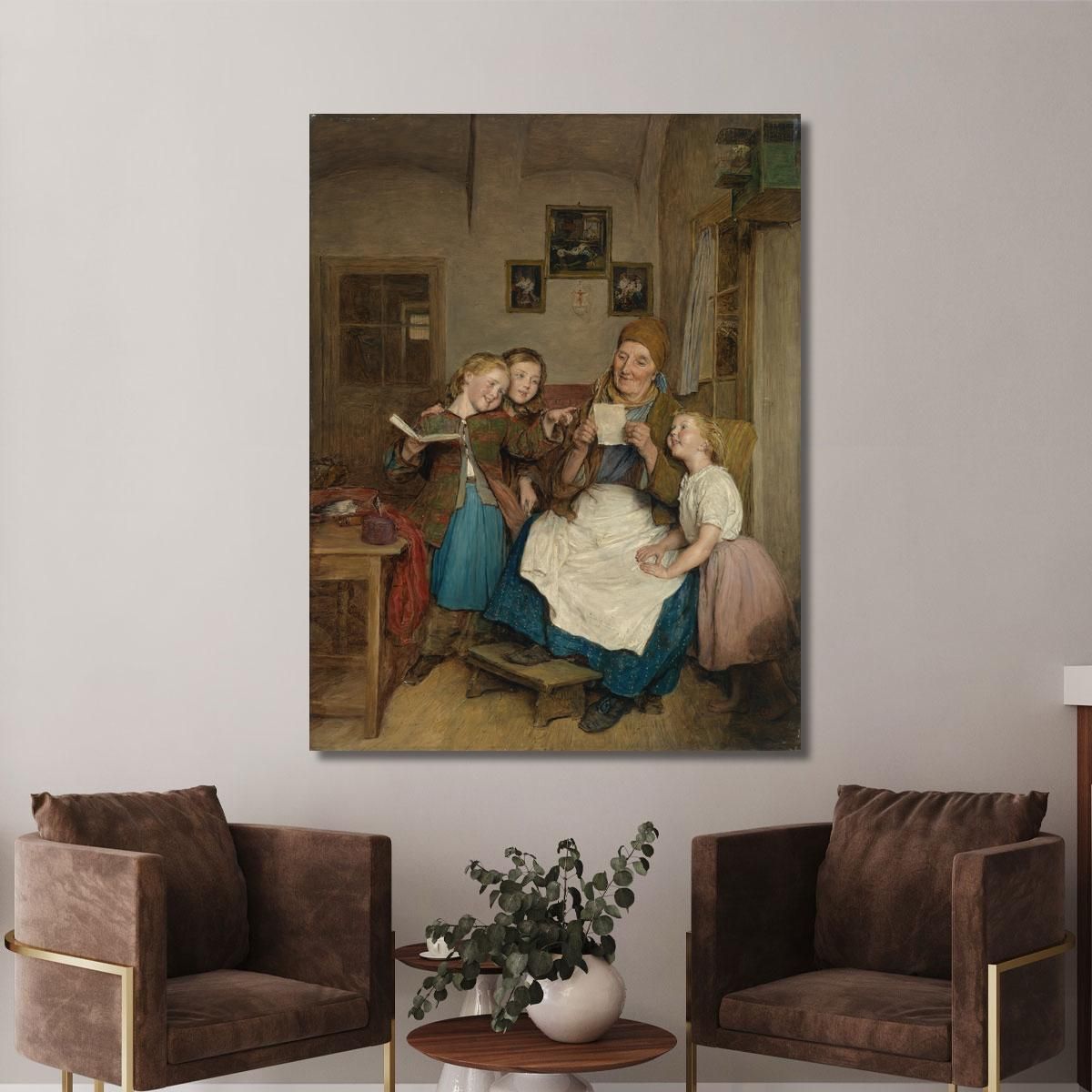 Nonna Con I Nipoti Ferdinand Georg Waldmüller fgw63 quadro stampa su tela