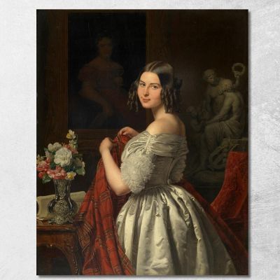 Giovane Dama Alla Toeletta Ferdinand Georg Waldmüller fgw72 quadro stampa su tela