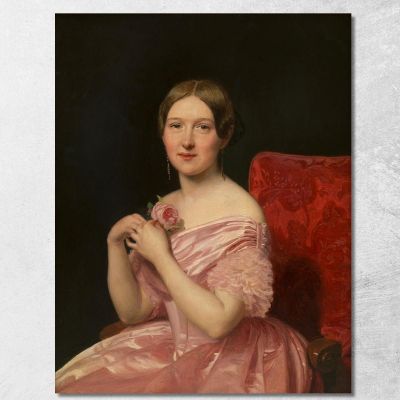 Giovane Dama In Abito Di Raso Rosa Ferdinand Georg Waldmüller fgw73 quadro stampa su tela
