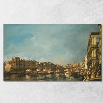 Venezia Veduta Del Ponte Di Rialto Verso Nord Dalla Fondamenta Del Carbon Francesco Guardi fgr43 quadro stampa su tela