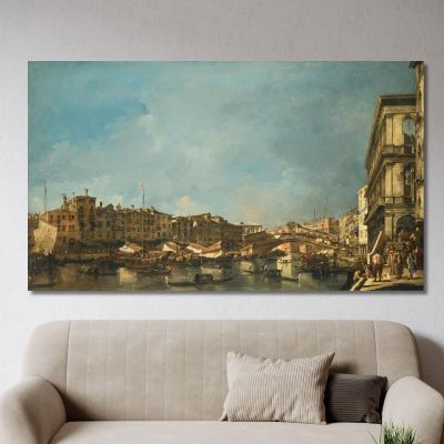Venecia: Una Vista Del Puente De Rialto Mirando Al Norte Desde La Fondamenta Del Carbon Francesco Guardi, fgr43 cuadro en lienzo