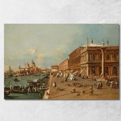 Venezia Il Molo Con La Libreria La Punta Della Dogana E Santa Maria Della Salute Francesco Guardi fgr48 quadro stampa su tela