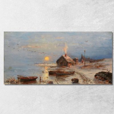 Un Villaggio Di Pescatori Sulla Costa Baltica Julius Sergius Klever jsk1 quadro stampa su tela