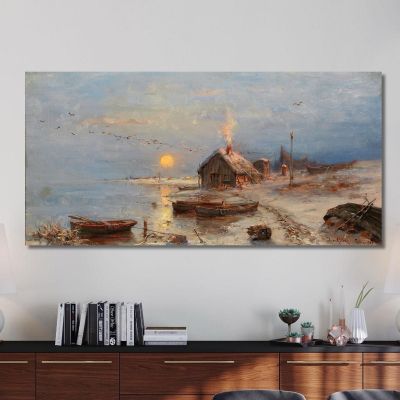 Ein Fischerdorf An Der Ostseeküste Julius Sergius Klever, jsk1 drucken auf leinwand