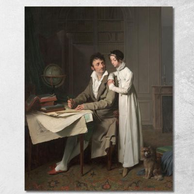 La Lezione Di Geografia: Ritratto Del Signor Gaudry E Di Sua Figlia Louis Léopold Boilly llb55 quadro stampa su tela