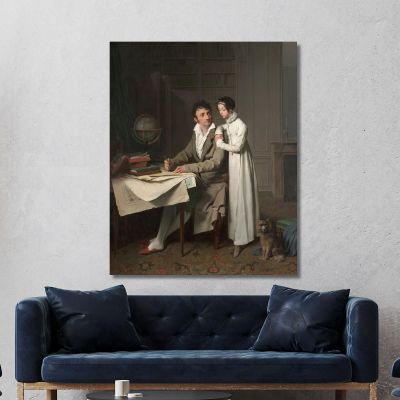 La Lezione Di Geografia: Ritratto Del Signor Gaudry E Di Sua Figlia Louis Léopold Boilly llb55 quadro stampa su tela