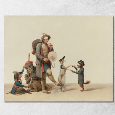 La Pezzo Curiosa: Un Addestratore Di Animali Con Cani Danzanti Un Orso E Una Scimmia Louis Léopold Boilly llb70 quadro stampa s