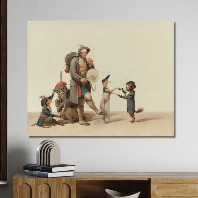 The Curious Piece: An Animal Trainer With Dancing Dogs, A Bear, And A Monkey Louis Léopold Boilly, llb70 canvas print