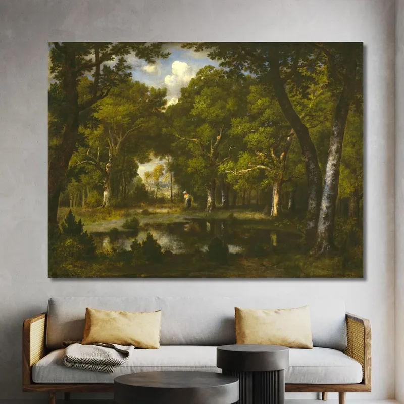 Reproduction Tableau Narcisse-Virgile Diaz De La Peña - Automne: L'étang Woodland - Toile Sur Cadre
