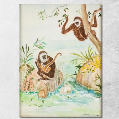 Singes Jouant Nils Dardel ndr28 tableau impression sur toile 
