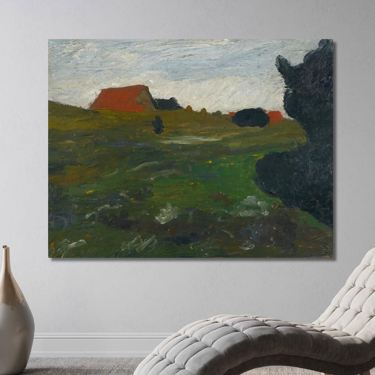 Paesaggio Con Cespuglio E Case Rosse Paula Modersohn-Becker pmb29 quadro stampa su tela