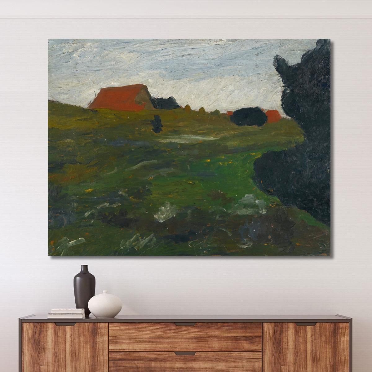 Paesaggio Con Cespuglio E Case Rosse Paula Modersohn-Becker pmb29 quadro stampa su tela