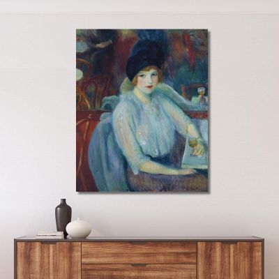 Café Lafayette : Portrait De Kay Laurell William James Glackens, wjg13 tableau impression sur toile
