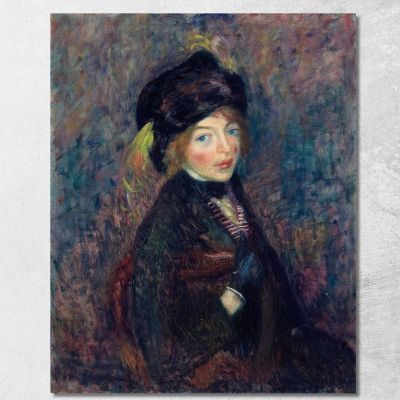 Testa Di Ragazza Con Piuma Nel Turbante William James Glackens wjg24 quadro stampa su tela