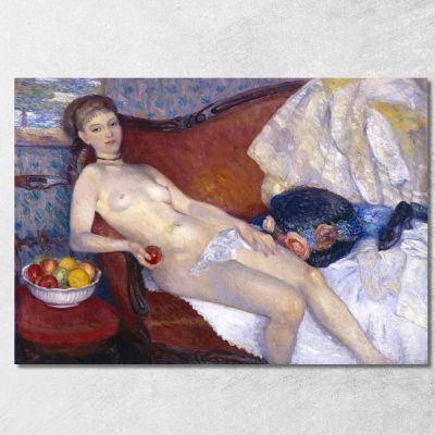 Nudo Con Mela William James Glackens wjg29 quadro stampa su tela
