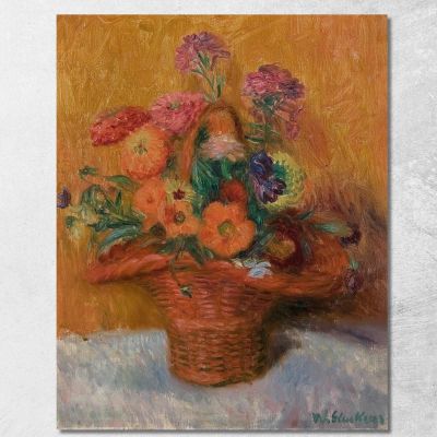Cesto Rosso Di Zinnie William James Glackens wjg37 quadro stampa su tela