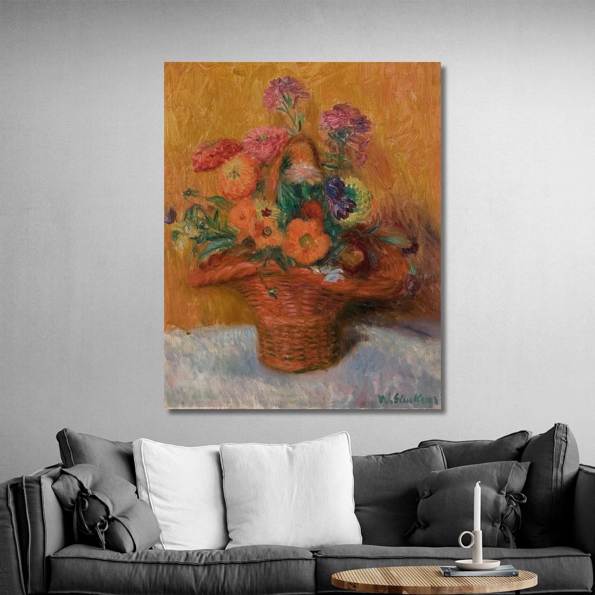 Cesto Rosso Di Zinnie William James Glackens wjg37 quadro stampa su tela
