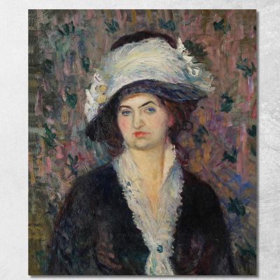 Signora Del Negozio – Donna Con Cappello Piumato William James Glackens wjg45 quadro stampa su tela
