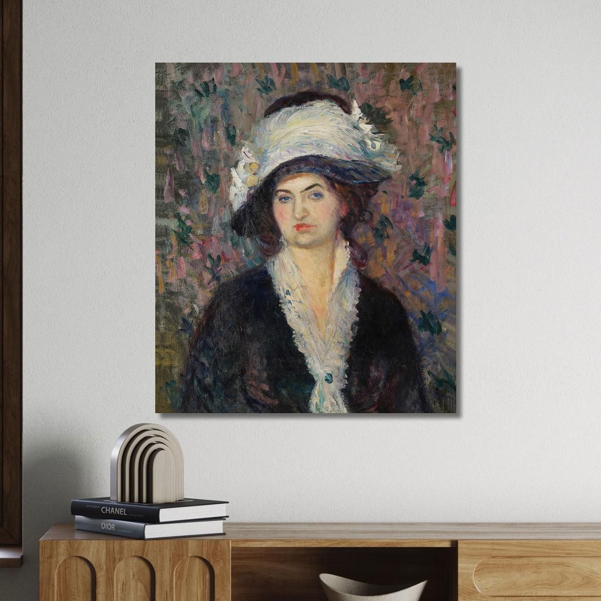 Signora Del Negozio – Donna Con Cappello Piumato William James Glackens wjg45 quadro stampa su tela