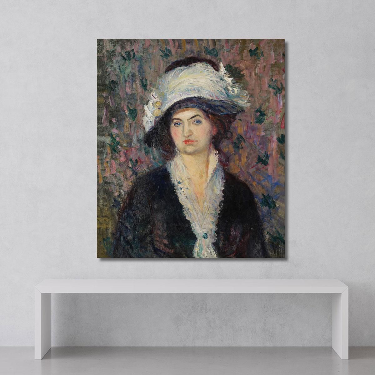 Signora Del Negozio – Donna Con Cappello Piumato William James Glackens wjg45 quadro stampa su tela