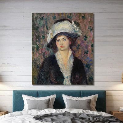 Signora Del Negozio – Donna Con Cappello Piumato William James Glackens wjg45 quadro stampa su tela