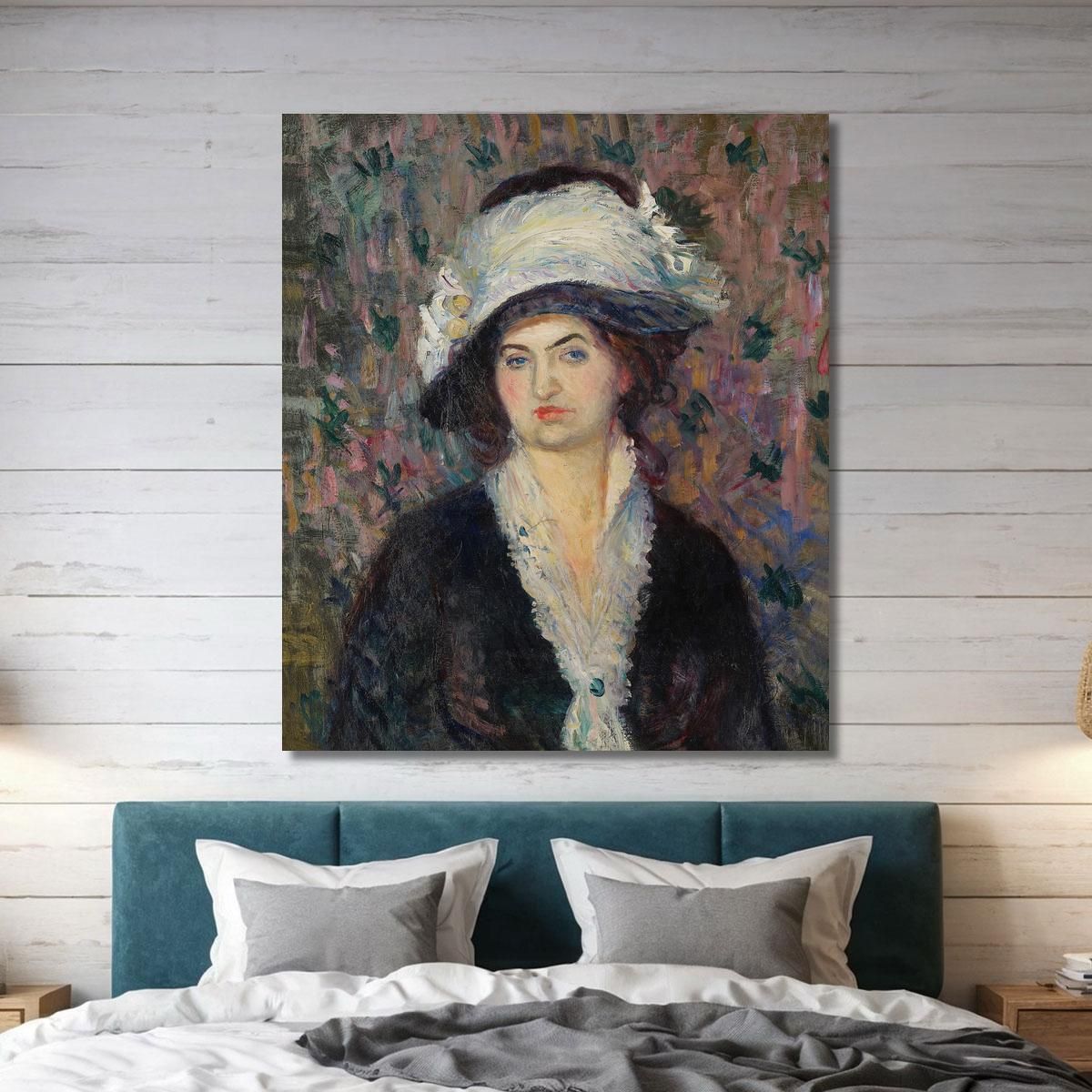 Signora Del Negozio – Donna Con Cappello Piumato William James Glackens wjg45 quadro stampa su tela