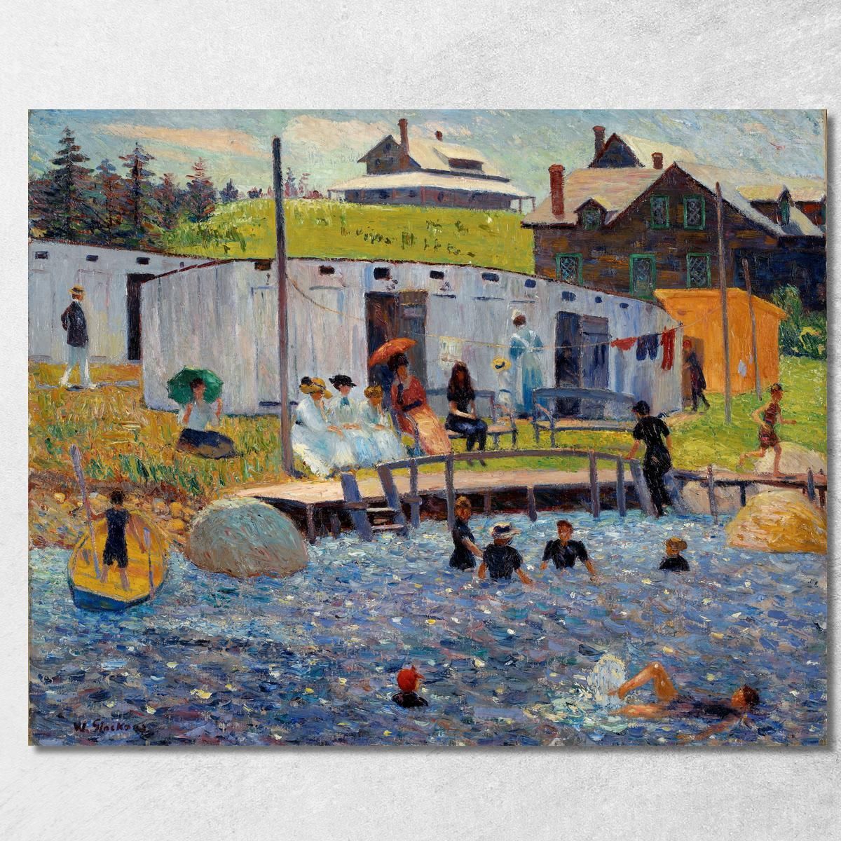 L'Ora Del Bagno A Chester Nuova Scozia William James Glackens wjg54 quadro stampa su tela L'Ora Del Bagno A Chester Nuova Scozia William James Glackens wjg54 quadro stampa su tela