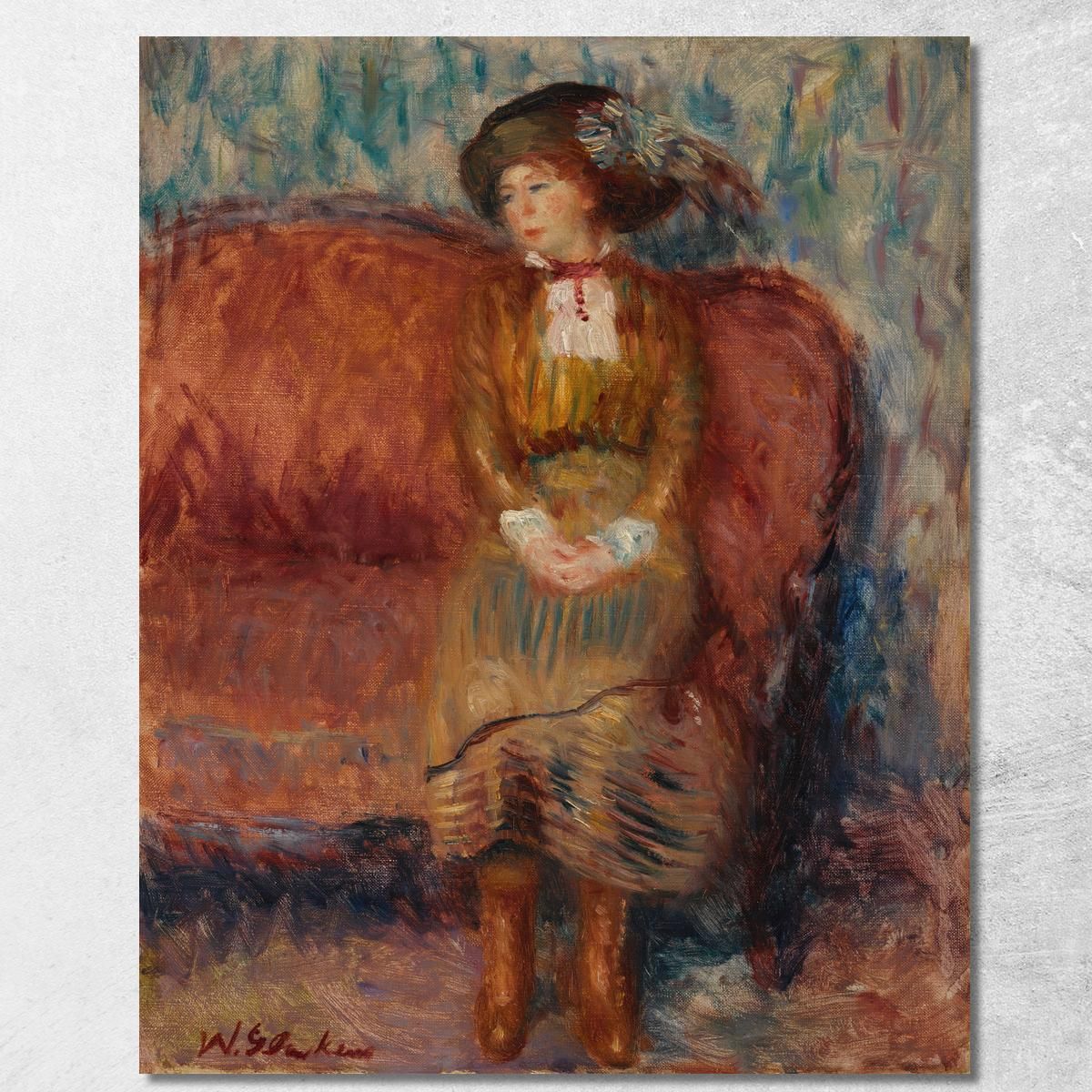 Donna Seduta Sul Divano Rosso William James Glackens wjg65 quadro stampa su tela Donna Seduta Sul Divano Rosso William James Glackens wjg65 quadro stampa su tela