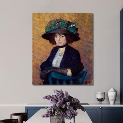 Woman With Green Hat William James Glackens, wjg66 canvas print