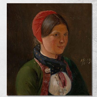 Ragazza Da Hallingdal Adolph Tidemand atd30 quadro stampa su tela