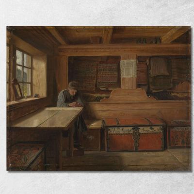 Vecchio Magazzino A Vikøy Adolph Tidemand atd48 quadro stampa su tela