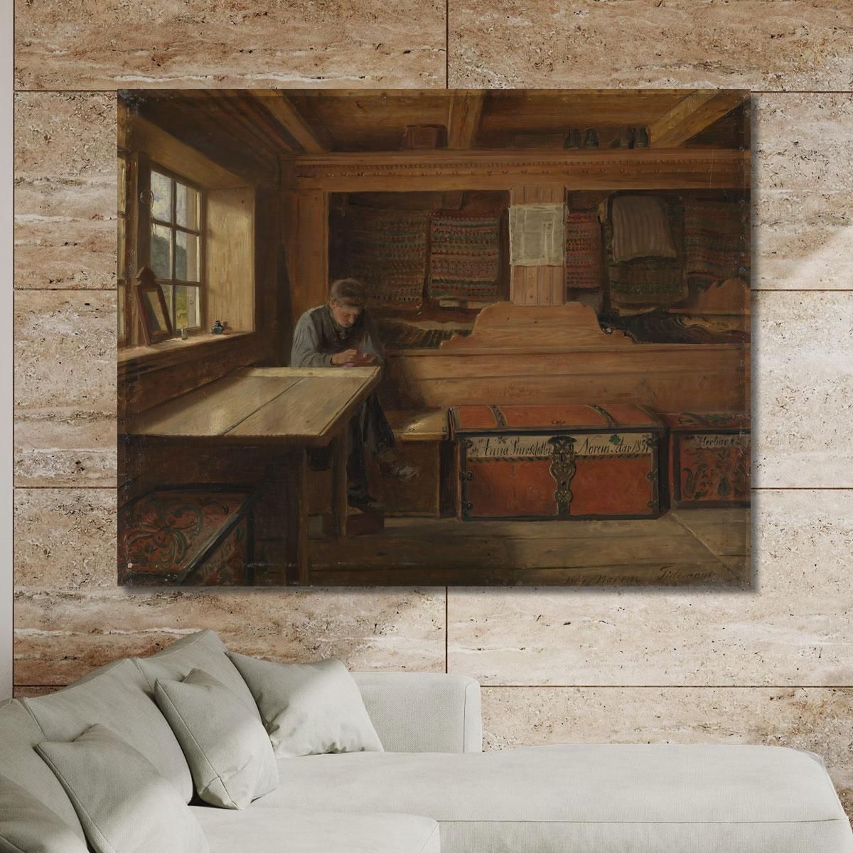 Vecchio Magazzino A Vikøy Adolph Tidemand atd48 quadro stampa su tela