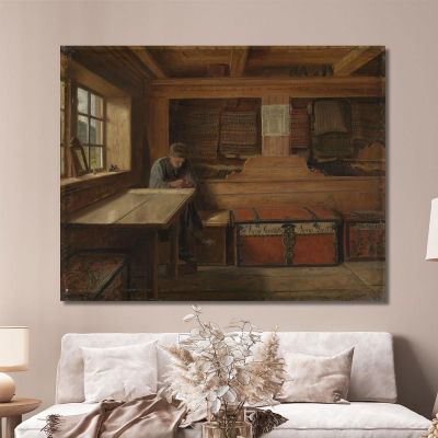 Vecchio Magazzino A Vikøy Adolph Tidemand atd48 quadro stampa su tela