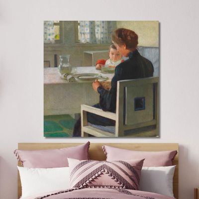 Mère Et Enfant À Table, Au Petit-Déjeuner Carl Moll, cml36 tableau impression sur toile