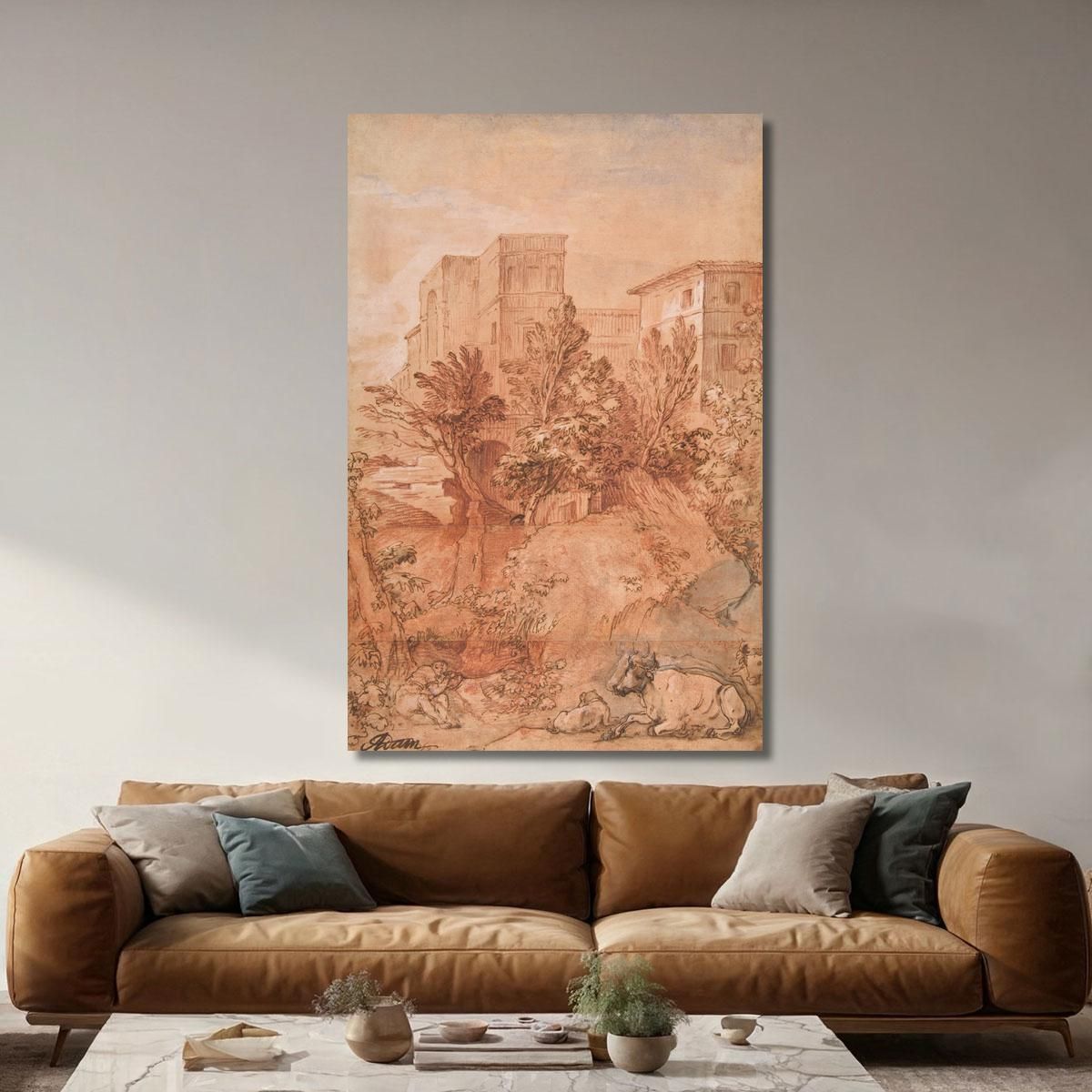 Paesaggio Con Una Grande Villa Sulla Cima Di Una Collina Charles-Joseph Natoire cjn9 quadro stampa su tela