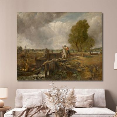 Studio Di Una Barca Che Passa Una Chiusa John Constable jcn83 quadro stampa su tela