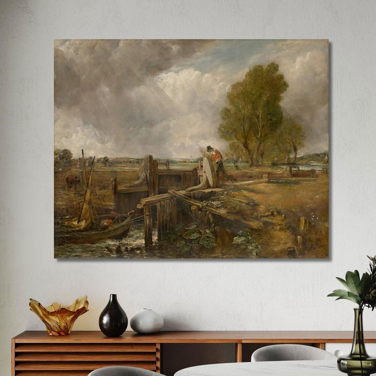 Studio Di Una Barca Che Passa Una Chiusa John Constable jcn83 quadro stampa su tela