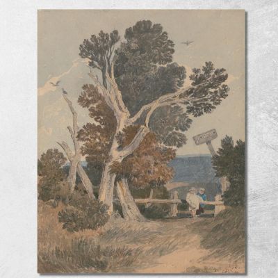 Un Gruppo Di Alberi Vicino A Una Recinzione John Sell Cotman jsc2 quadro stampa su tela