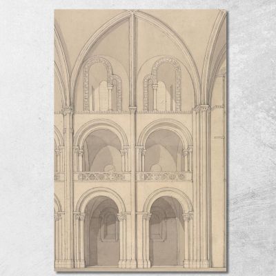 Elevazione Prospettica Di Parte Della Chiesa Abbaziale Di San Stefano A Caen Normandia John Sell Cotman jsc44 quadro stampa su 