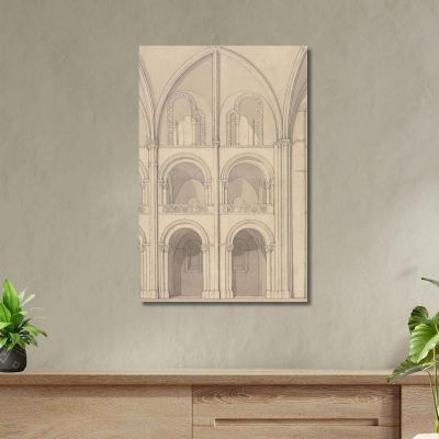 Perspective Elevation Of Part Of The Abbey Church Of Saint Stephen At Caen Normandy John Sell Cotman, jsc44 canvas print